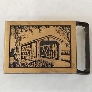 Vintage Tech Ether Guild Langley Bridge Solid Brass belt buckle 1975